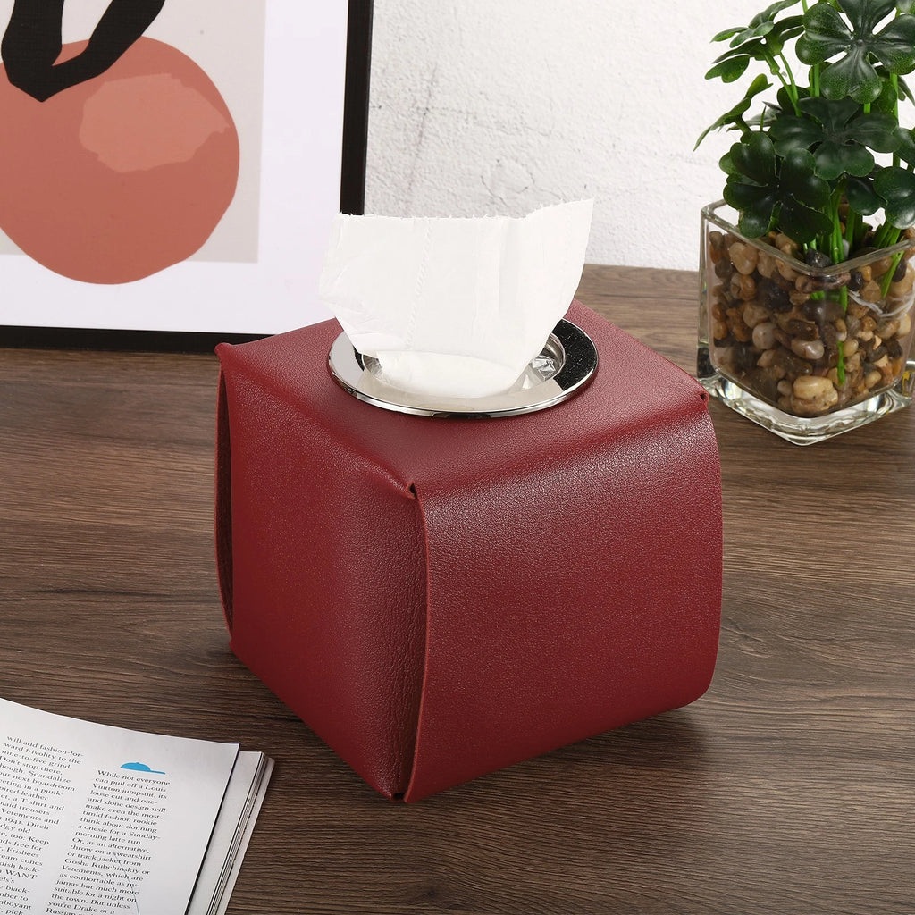 Tissue Box Cover, PU Leather Square Napkin Paper Towel Dispenser, Grey | eBay