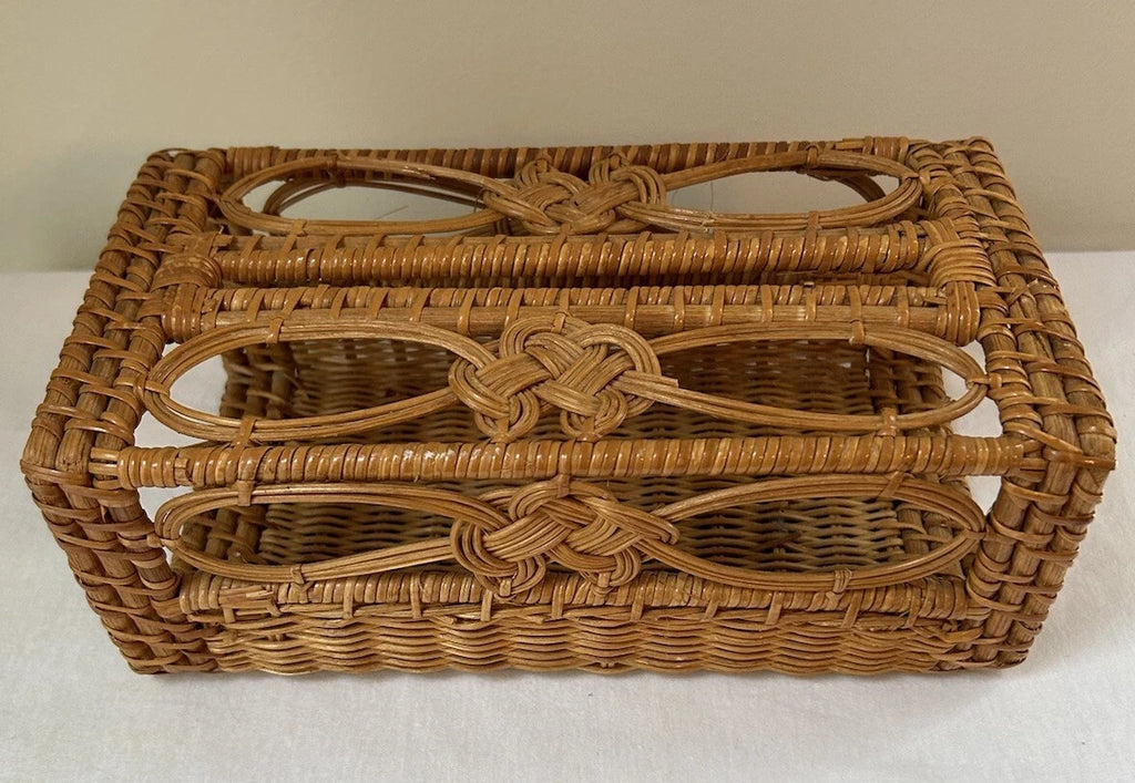 Vintage Rattan Wicker Tissue Box Cover Holder 1970s Boho Bathroom READ | eBay