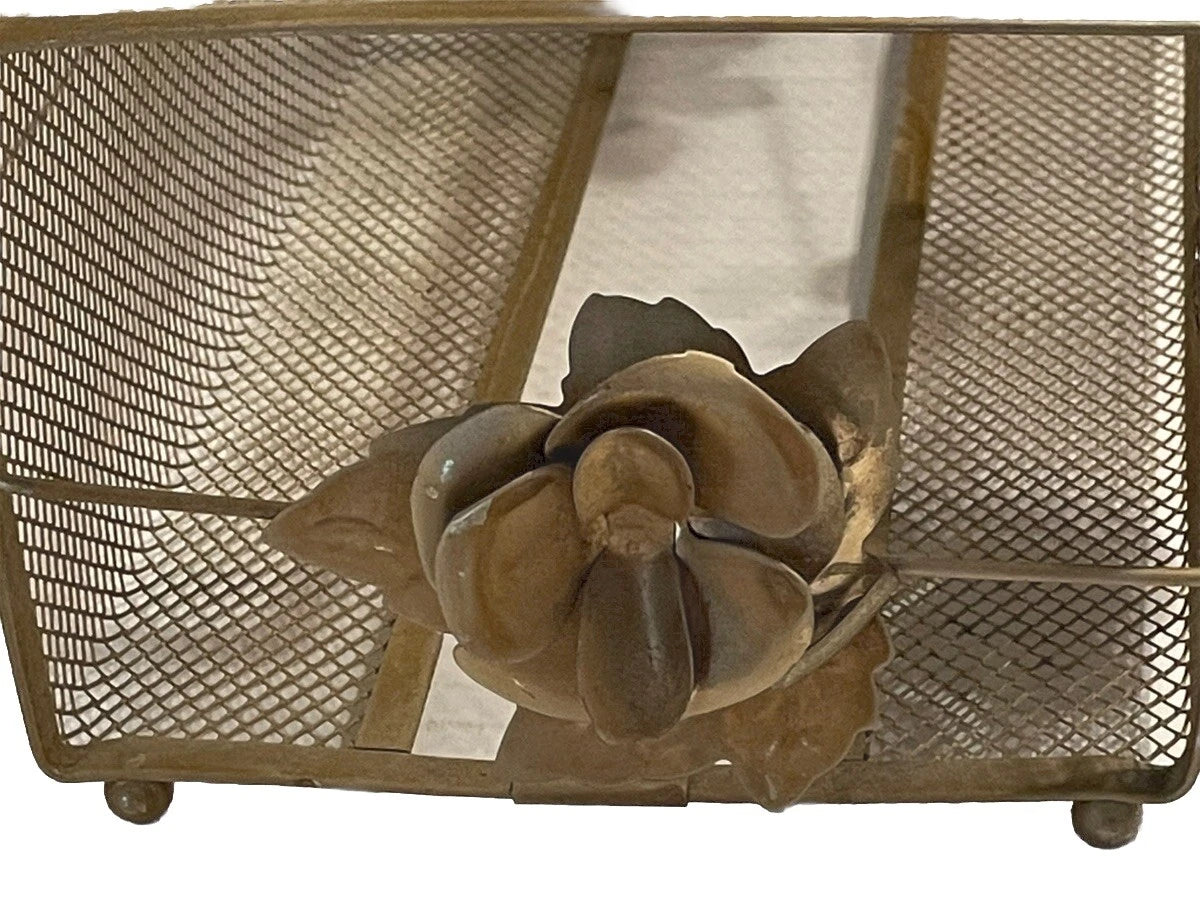 Vintage Metal Mesh Floral Brass Tissue Box Cover Hollywood Regency Standard Size | eBay