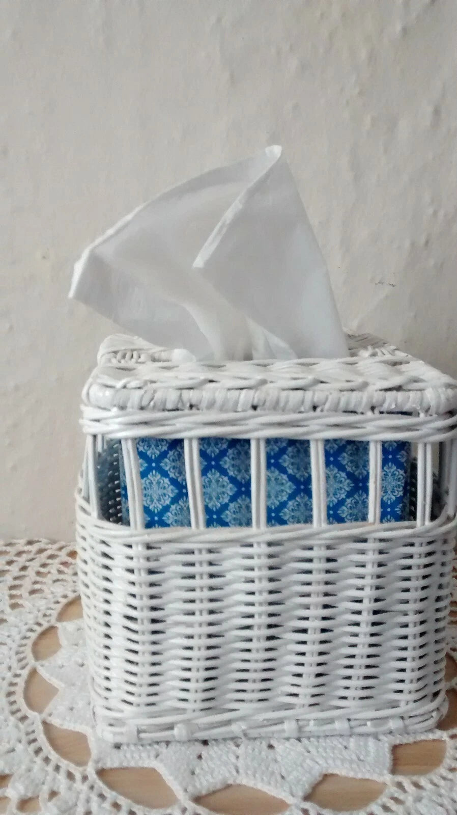 Vtg Woven Wicker Rattan White Cube Tissue Box Cover Holder | eBay