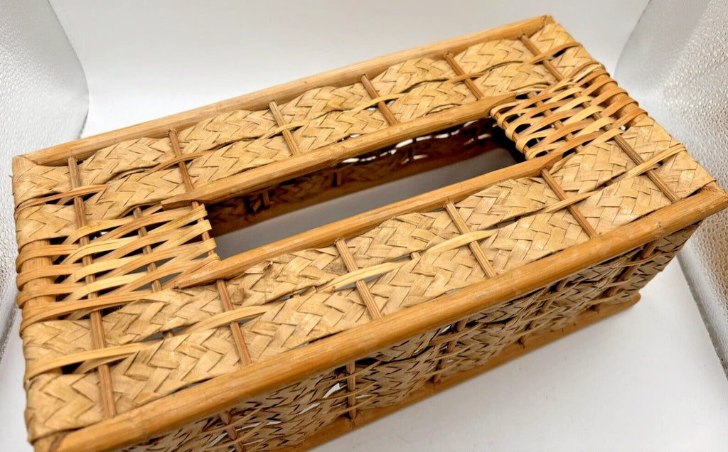Wicker Straw Bamboo 70's Tissue Box Cover Woven Boho Shabby Chic Jungalow VTG | eBay