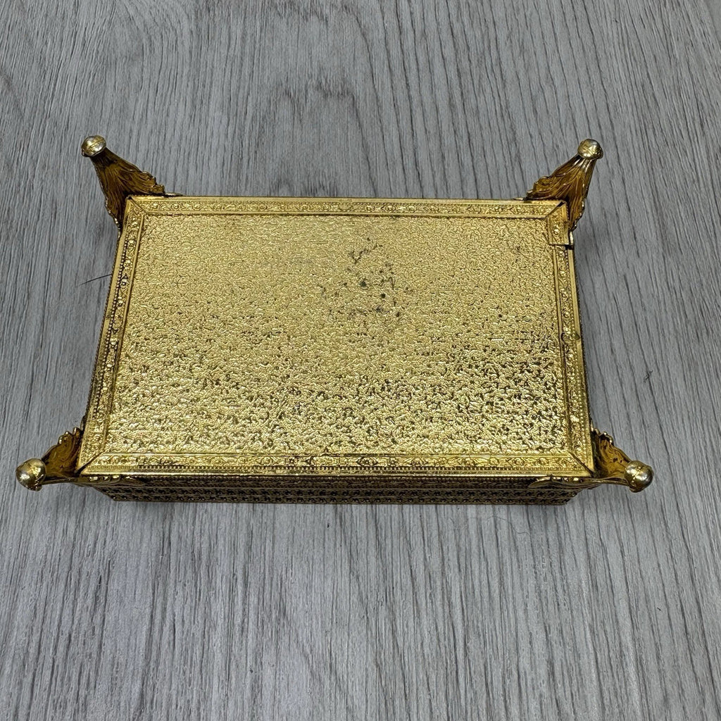 VTG Gold Ornate Tissue Box TRAVEL SIZE MINI Footed Hollywood Regency Countertop | eBay