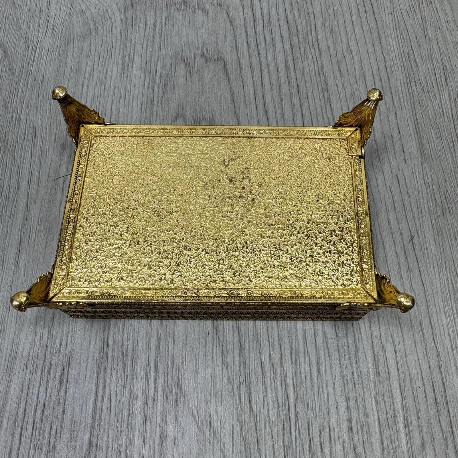 VTG Gold Ornate Tissue Box TRAVEL SIZE MINI Footed Hollywood Regency Countertop | eBay