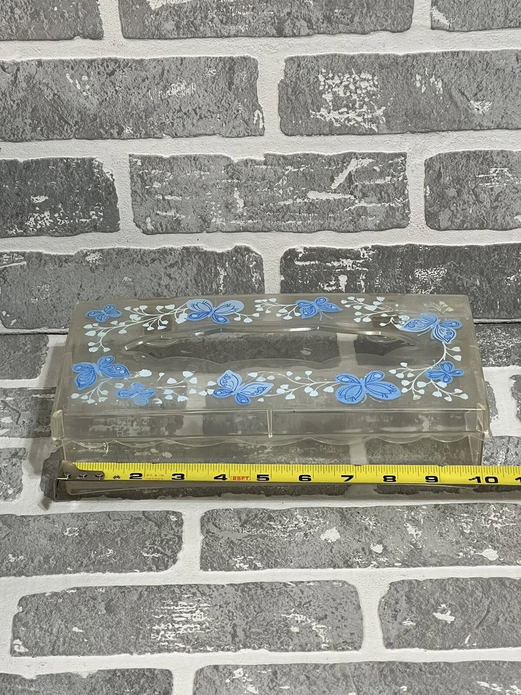 Vintage Wolff Products Co Clear Plastic Tissue Box Painted Butterfly Hinged Lid | eBay