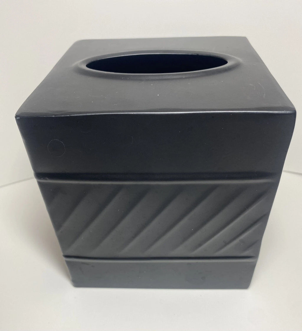 Metal Tissue Box Cover MATTE BLACK Square 5” X 5” X 5.25H Hammered Design | eBay