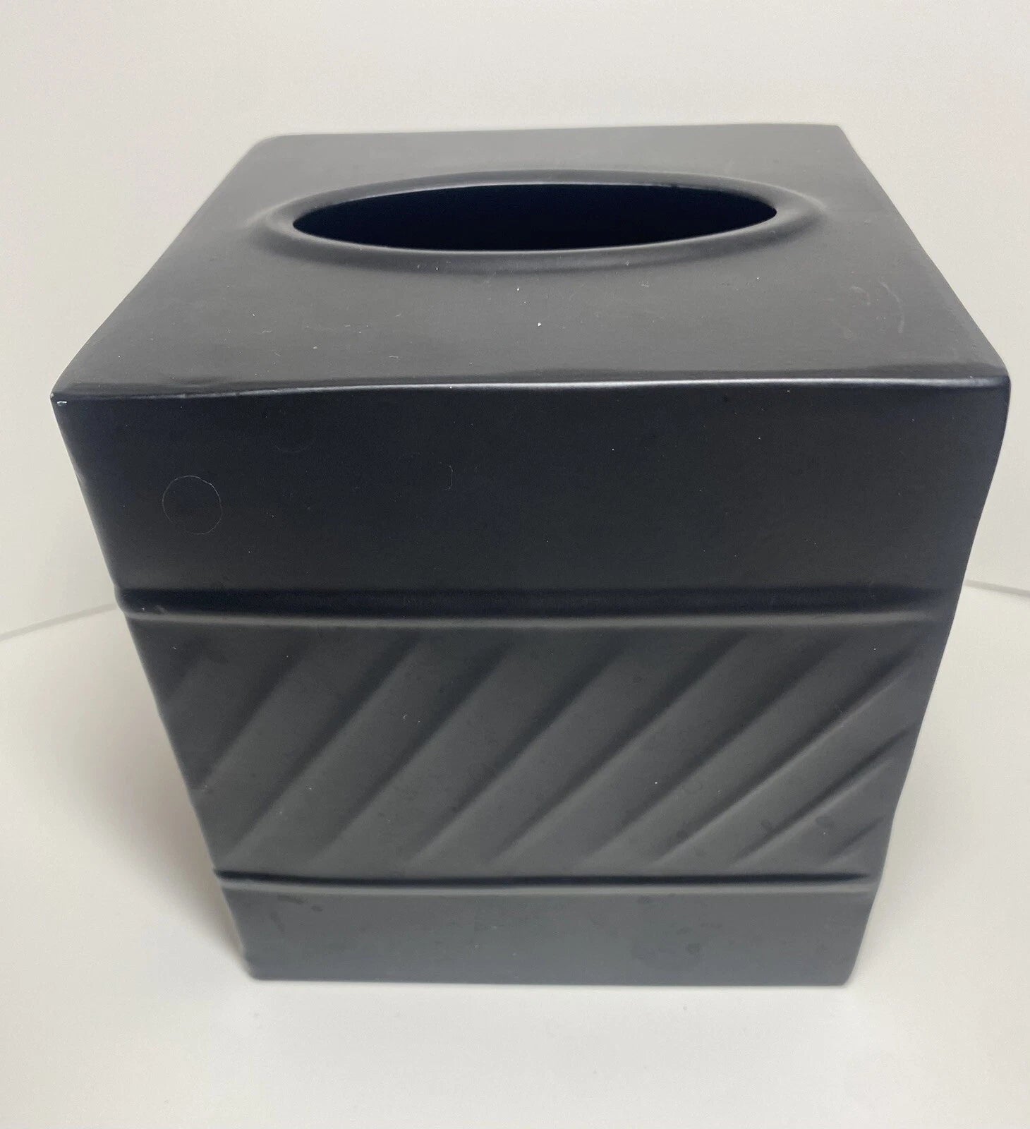 Metal Tissue Box Cover MATTE BLACK Square 5” X 5” X 5.25H Hammered Design | eBay