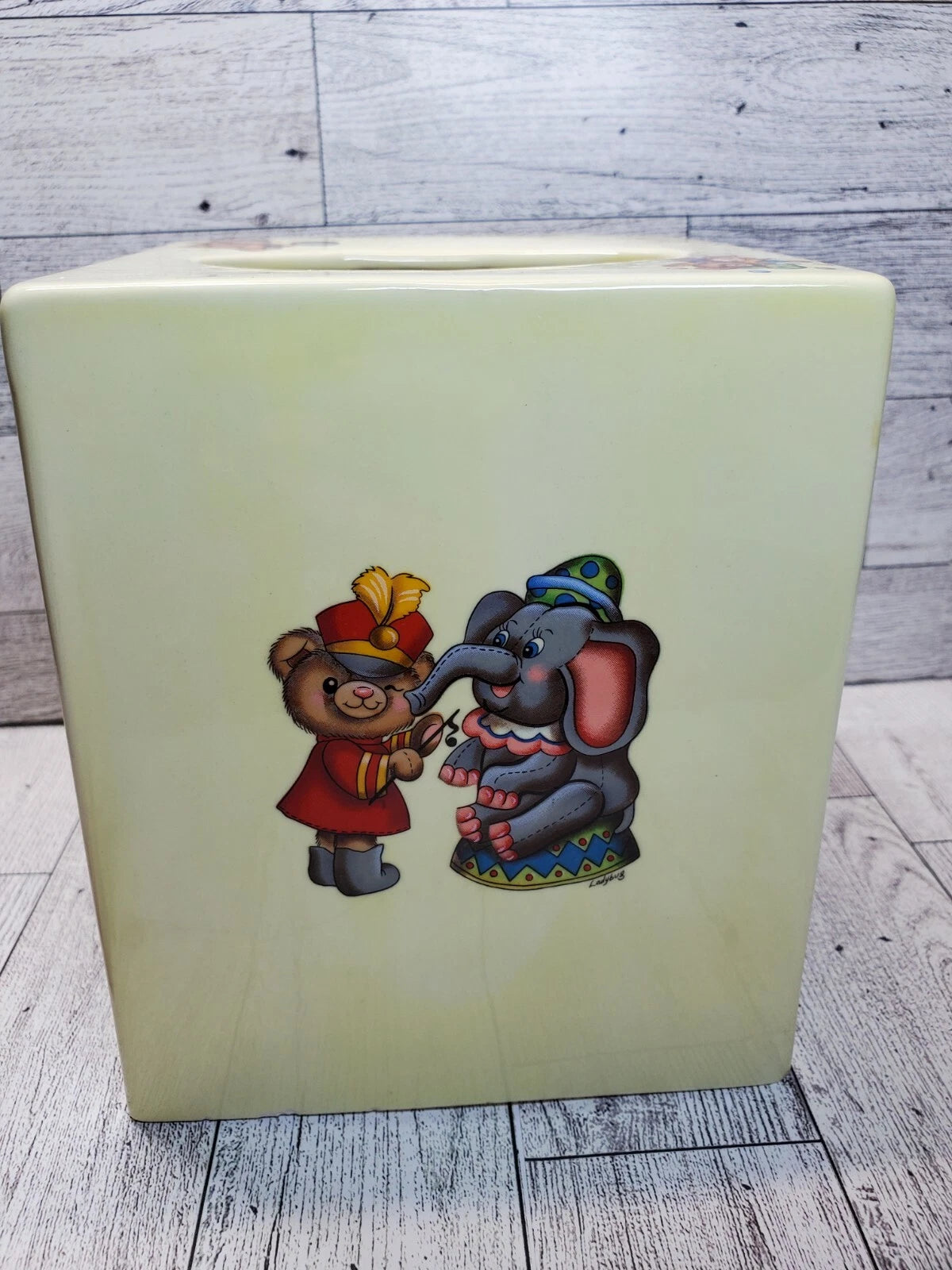 Vintage Handmade Ceramic Tissue Box Cover Baby's Room Teddy Bear Circus | eBay