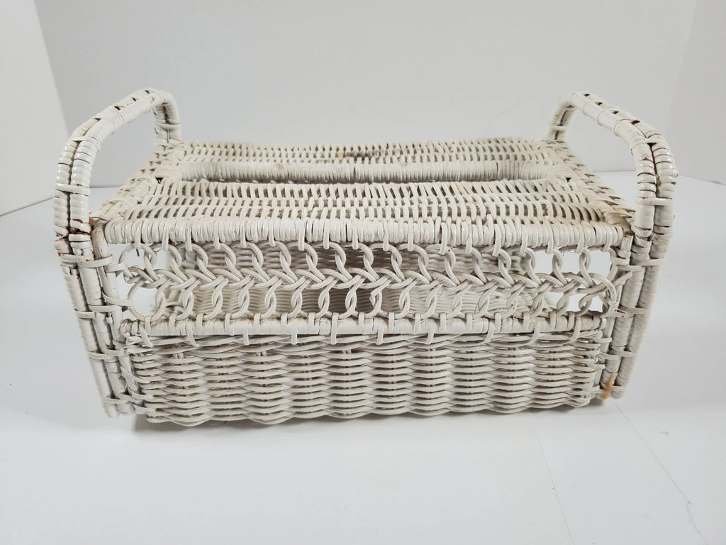 Vintage Woven WHITE WICKER Rattan Kleenex TISSUE BOX COVER RARE STYLE | eBay