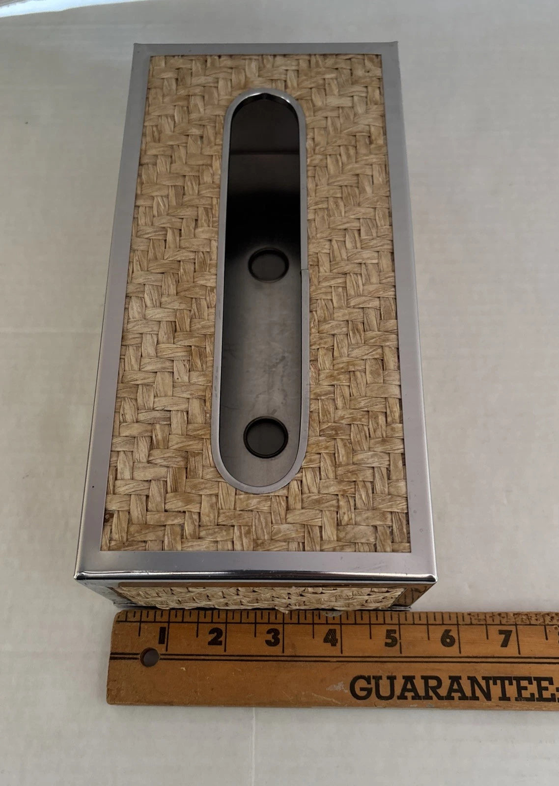 Vintage Wicker Rattan Chrome Tissue Box Cover Wall Holder - Tropical Coastal | eBay