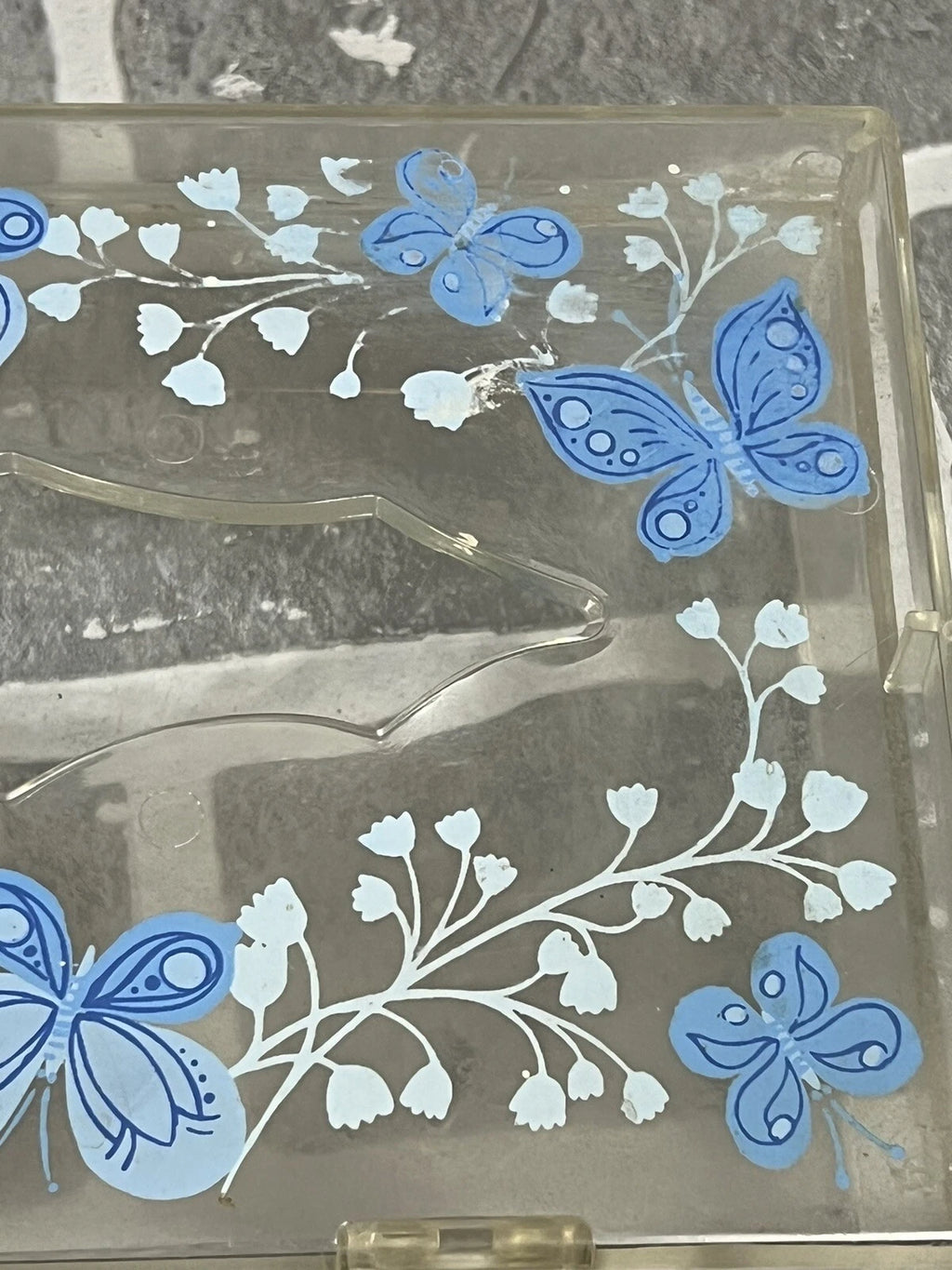 Vintage Wolff Products Co Clear Plastic Tissue Box Painted Butterfly Hinged Lid | eBay