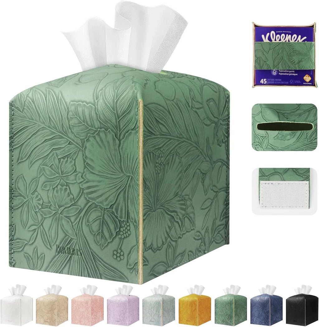 Tissue Box Holder Cover Square Tissue Cube Cover PU Leather Tissue Organizer wit | eBay