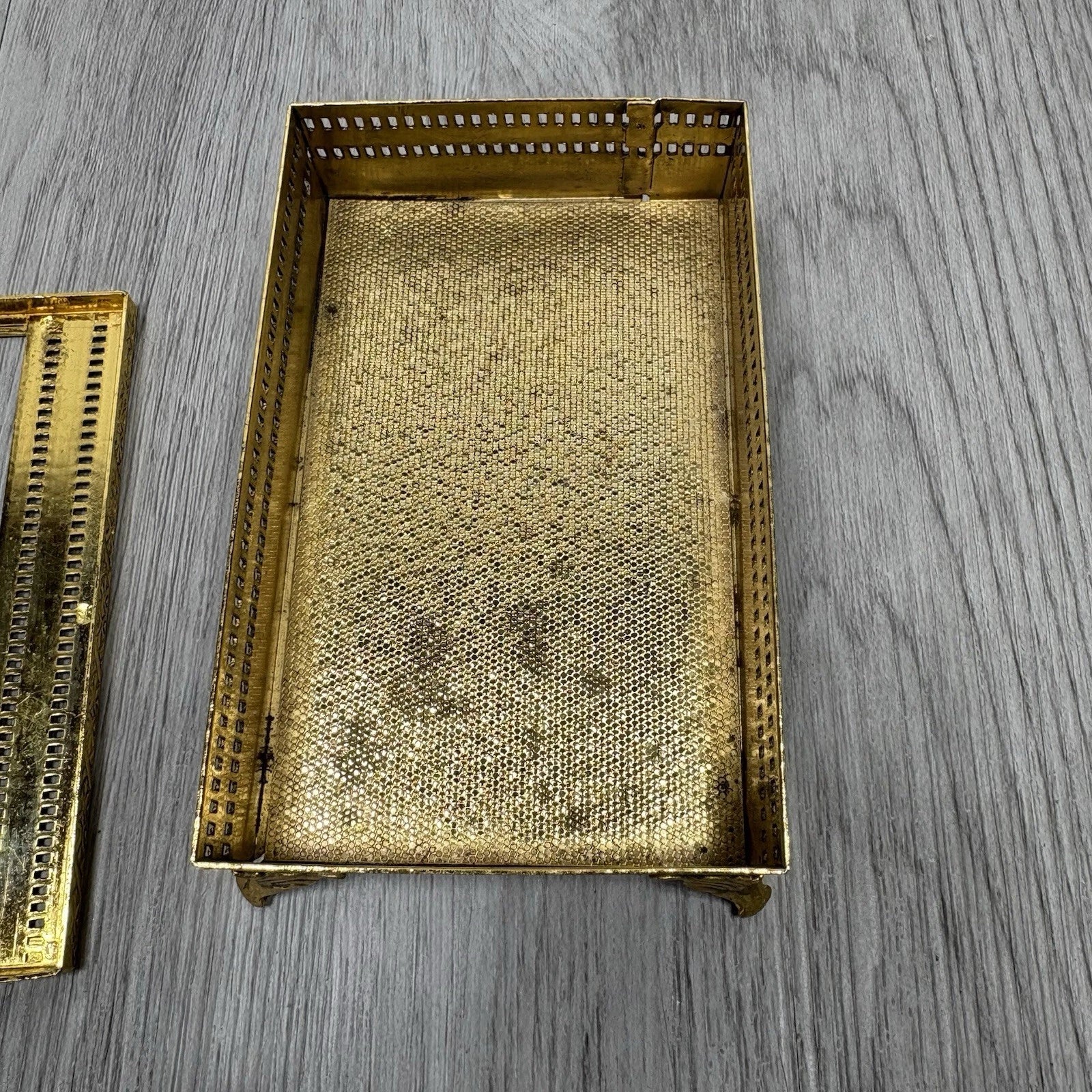 VTG Gold Ornate Tissue Box TRAVEL SIZE MINI Footed Hollywood Regency Countertop | eBay