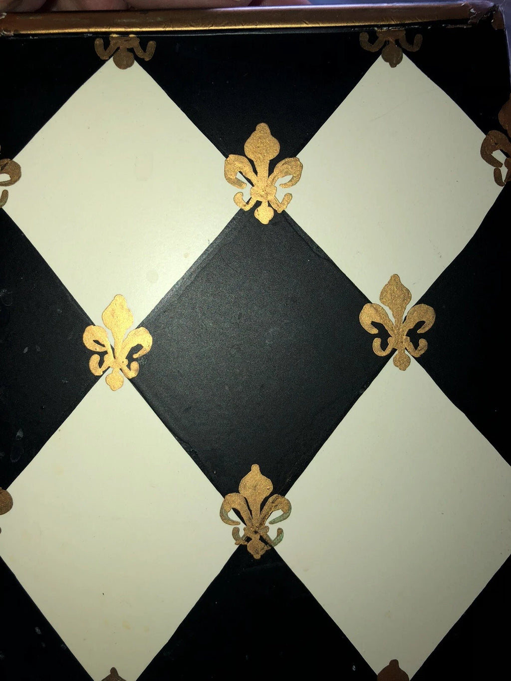 Vintage Mid Century Metal Painted Harlequin Fleur De Lis Tissue Box Holder | eBay