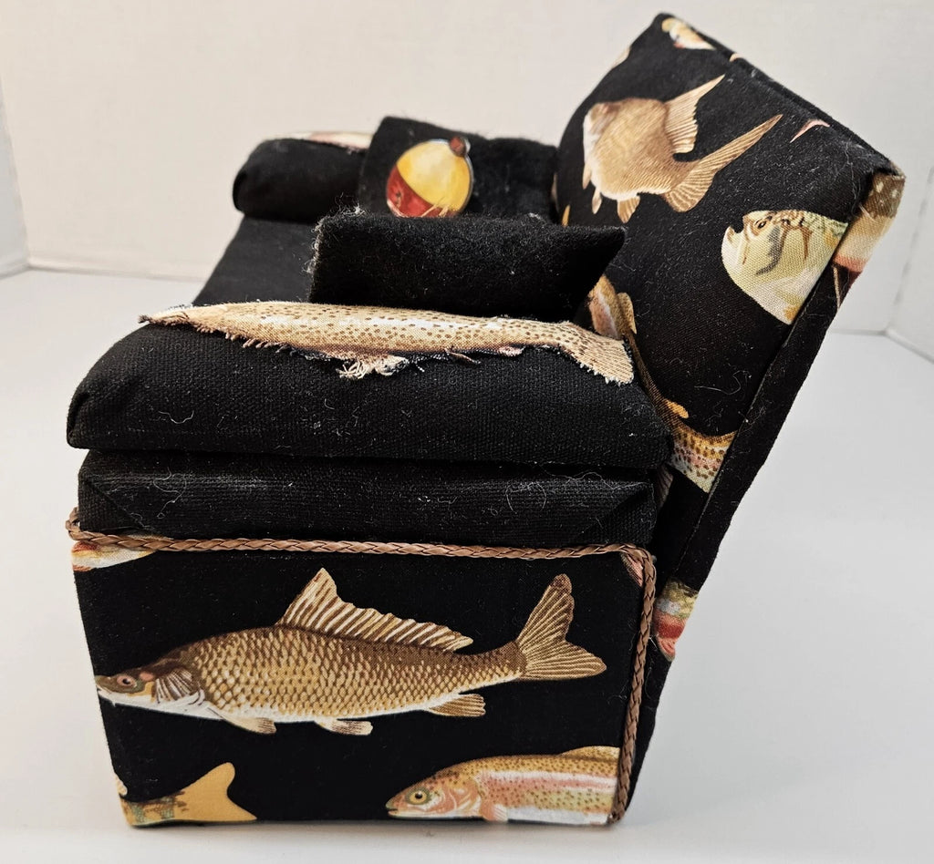 Tissue Box Cover Fishing Sofa Fish Couch Padded Cushions Ocean Theme Decor 9x5x4 | eBay