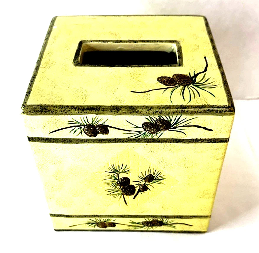 Designer Donna Sharp Rustic Yellow Pinecone Tissue Box Cover Resin | eBay