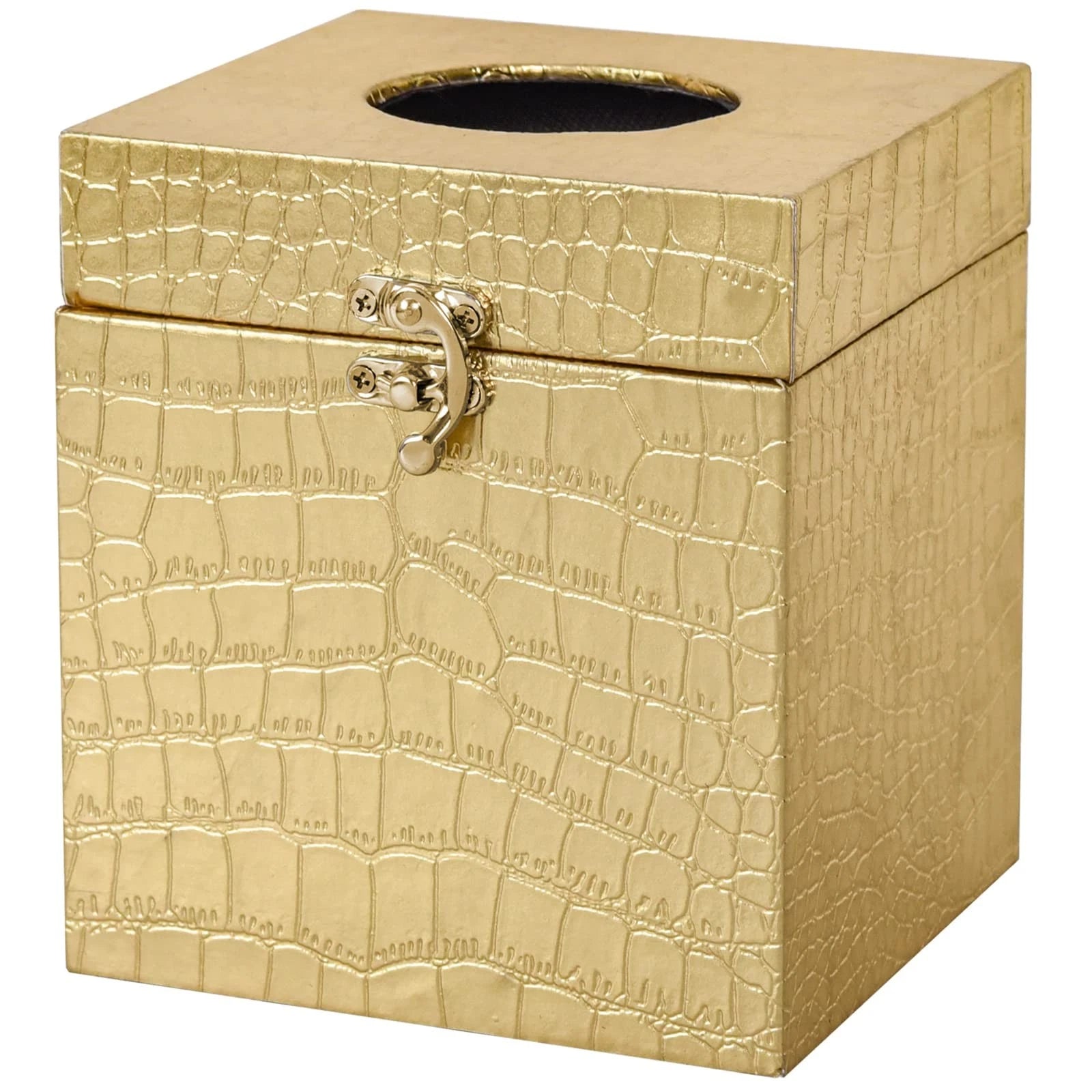 Modern Elegant Gold Tissue Box Cover Square, Gold Crocodile Leather Tissue Bo... | eBay