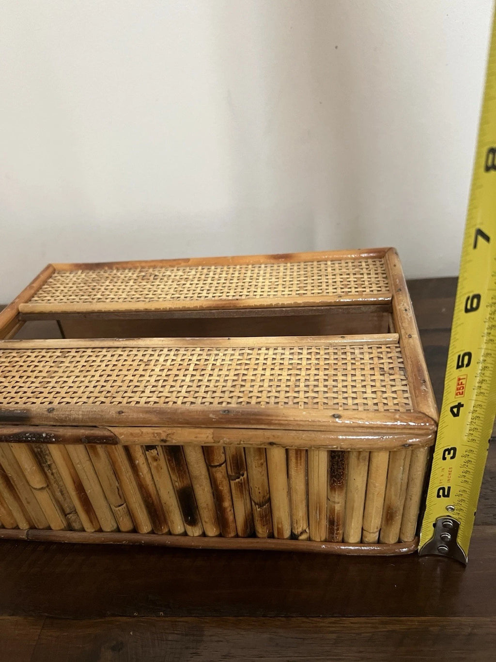 Vintage MCM Bamboo Wood Tissue Box Holder Sturdy Solid Piece | eBay