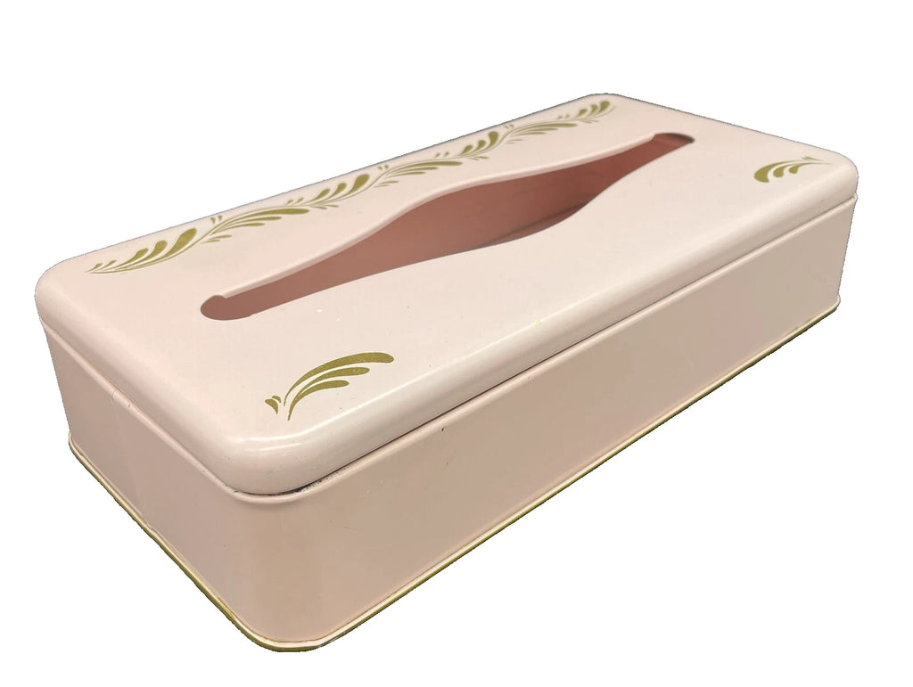 Vintage Ransburg 1950s MCM Hand Painted Pink and Gold Swirl Metal Tissue Box | eBay