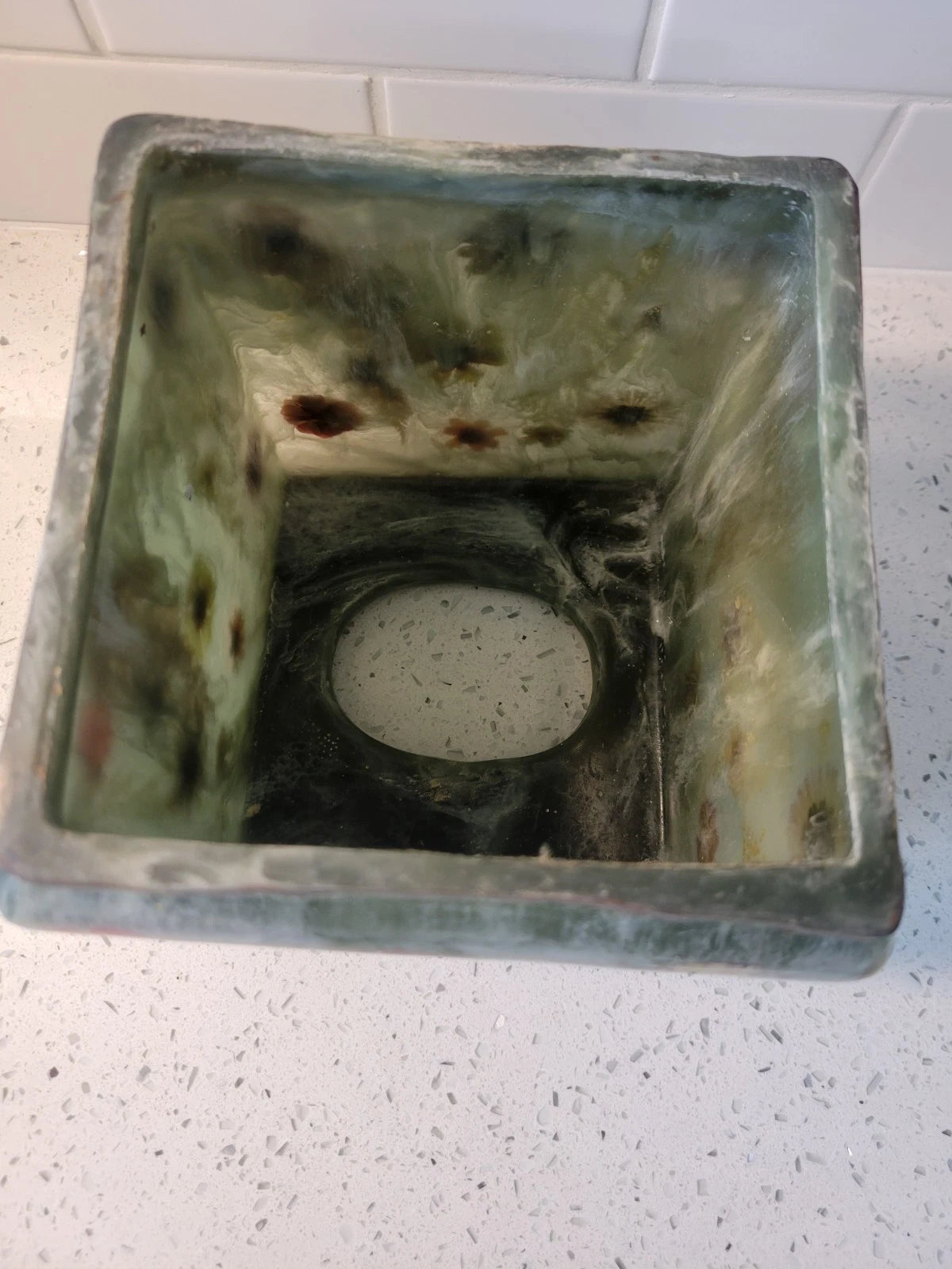 vintage " fresh fields" green marbled resin with pressed flowers tissue box... | eBay