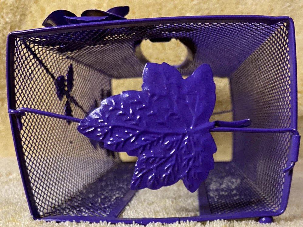 Vintage Purple Tissue Box Holder Wire Mesh Metal Purple Roses 80s Hollywood | eBay