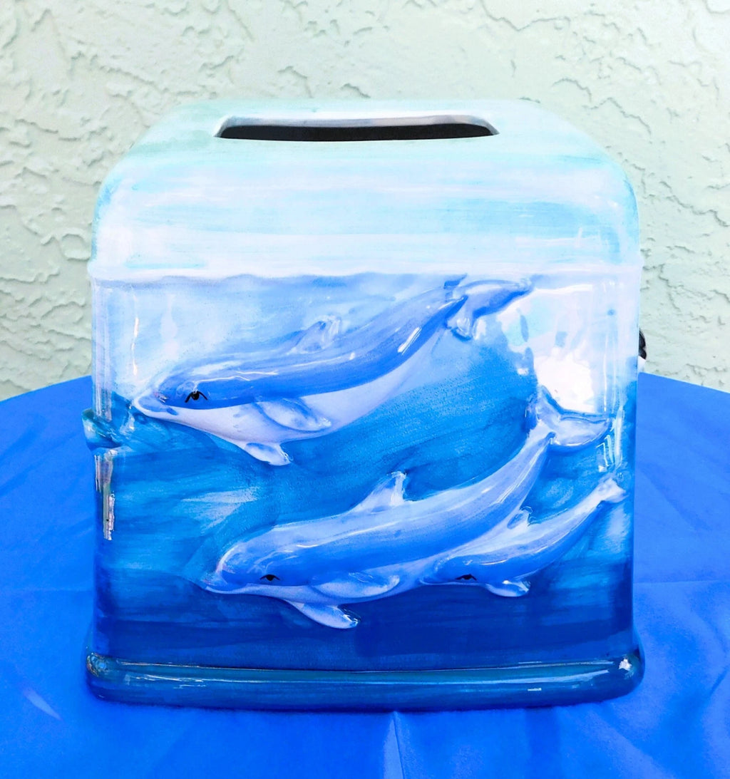 Wyland Studios 7"X 7" Clay Tissue Box Sea Turtles Dolphins Whales | eBay
