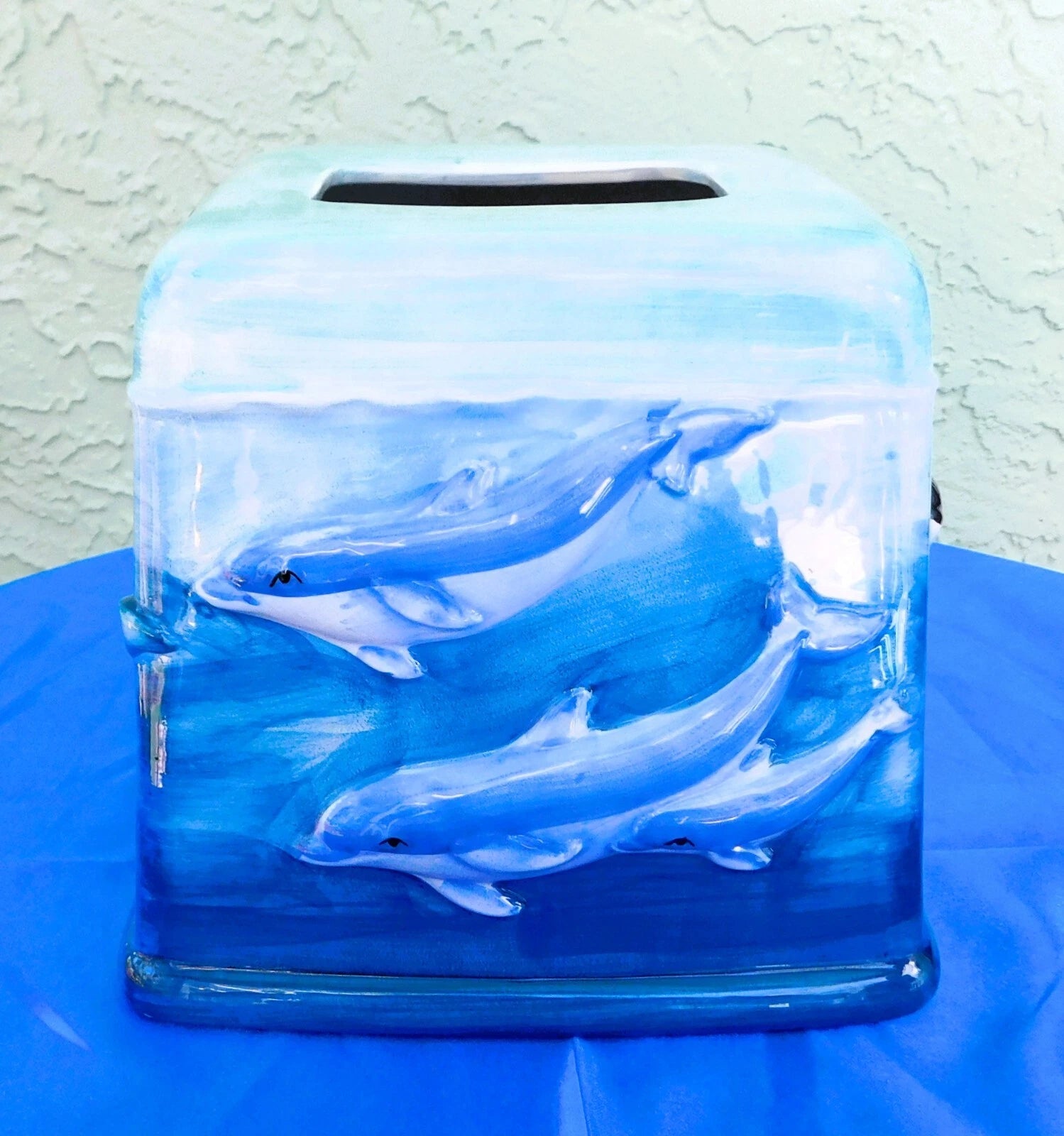 Wyland Studios 7"X 7" Clay Tissue Box Sea Turtles Dolphins Whales | eBay