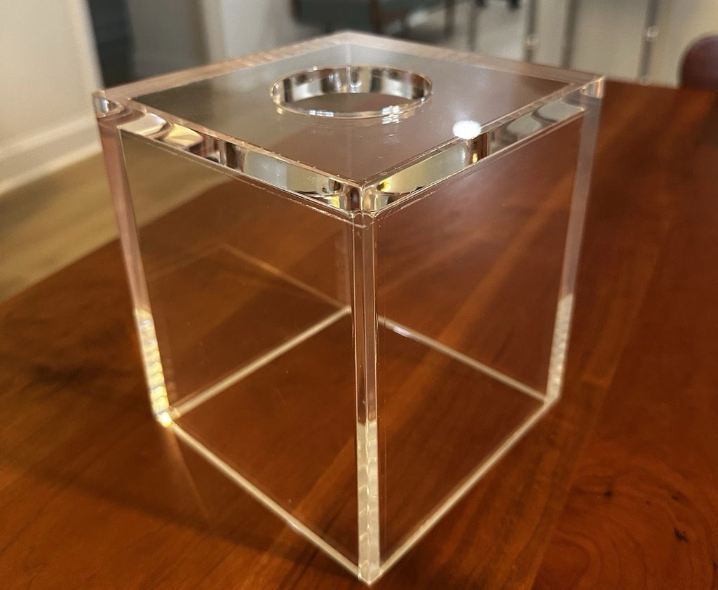 VTG Luxury Heavy Lucite Tissue Box Cover – Thick Clear Acrylic Cube Modern | eBay