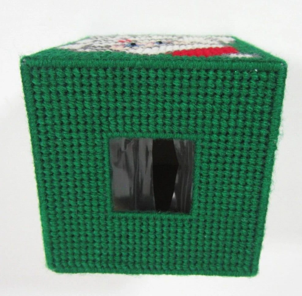 Vintage Handmade Needlepoint Christmas Tissue Box Cover Santa Claus Square MINTY | eBay