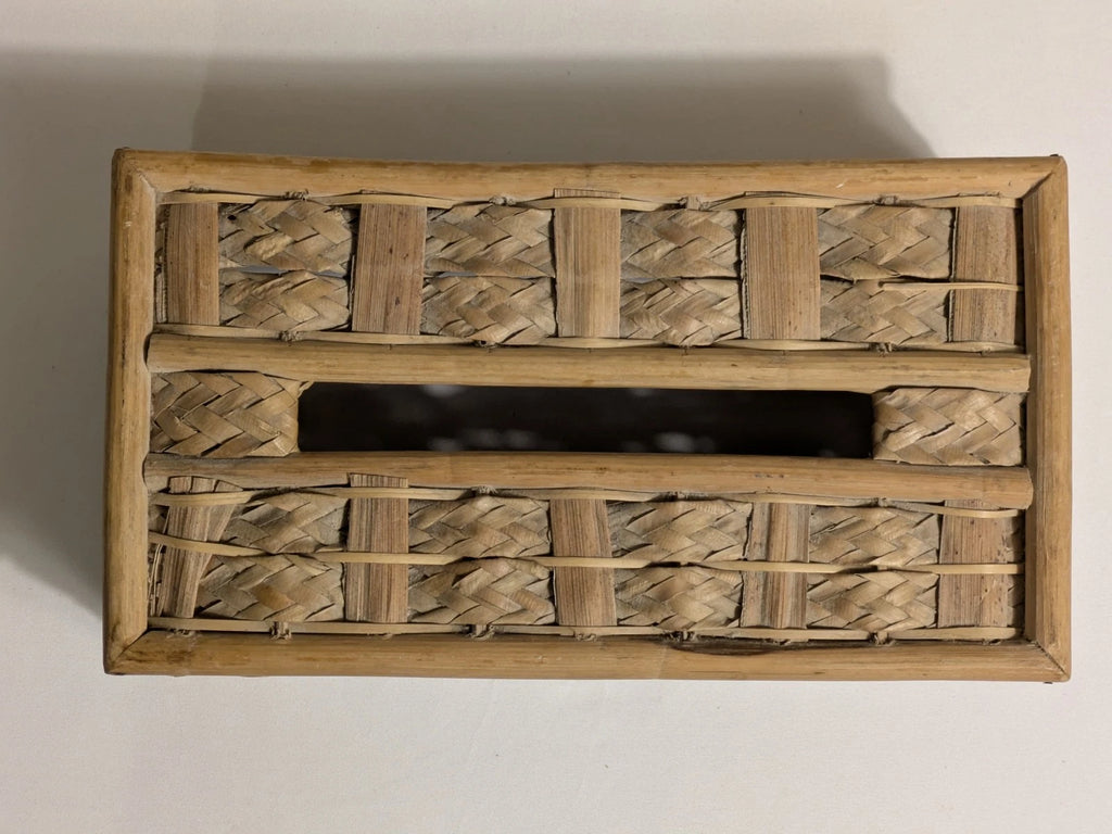 Wicker Rattan Bamboo Natural Tissue Box Cover Coastal Boho Rectangular Vintage | eBay
