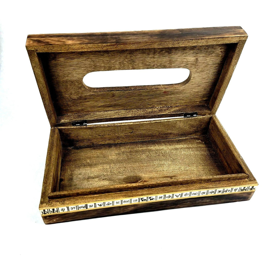 Wood Tissue Box Hand Painted Holder Boho Rustic Decor Hinged Tissue Paper Holder | eBay
