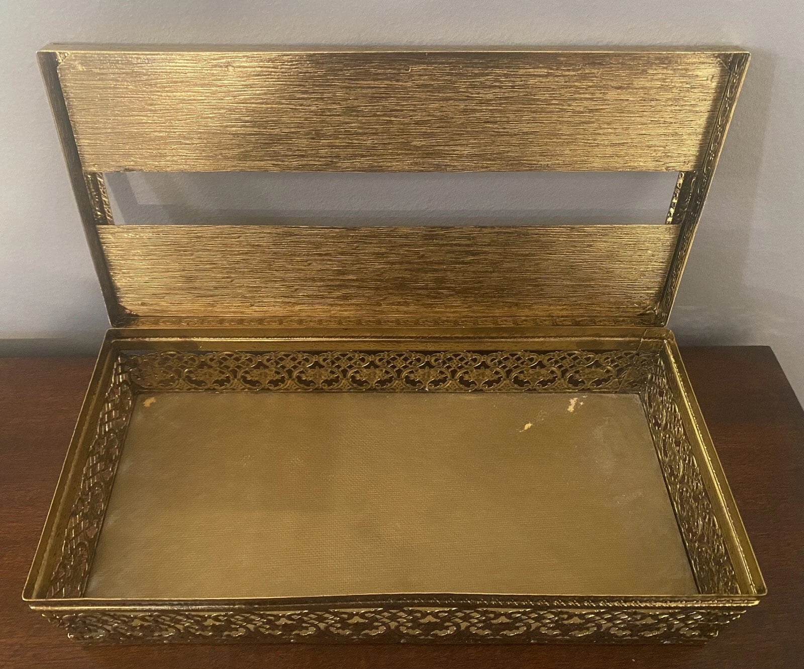 Vintage Gold Metal Hinged Tissue Box Filigree Flowers | eBay