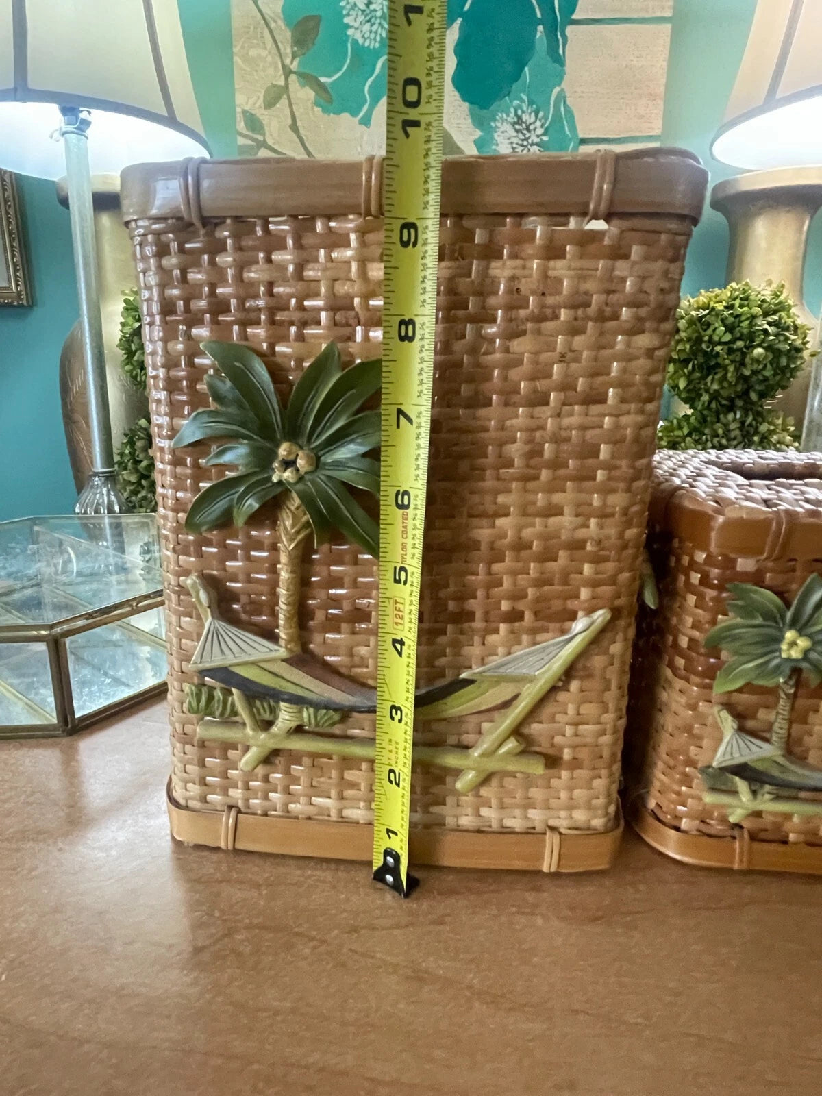 Wicker/Rattan Tropical Decor, Tissue Box /Box, Palm Tree & Hammock, Boho | eBay