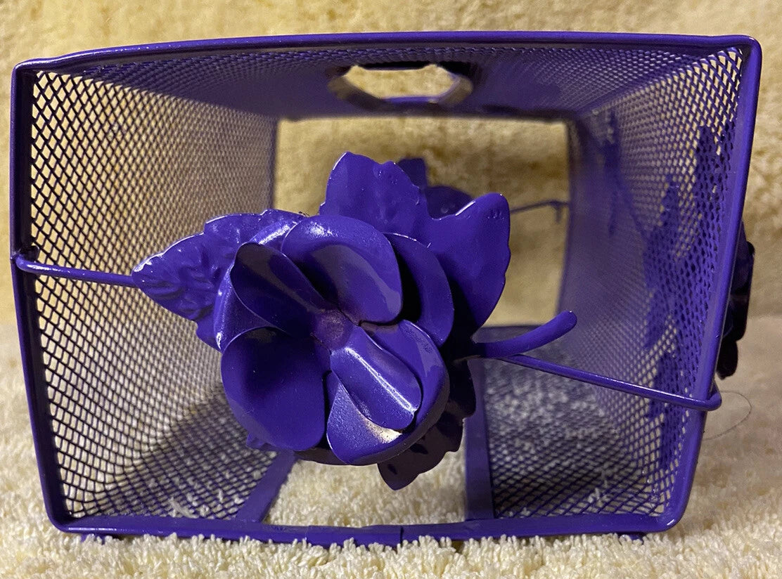 Vintage Purple Tissue Box Holder Wire Mesh Metal Purple Roses 80s Hollywood | eBay