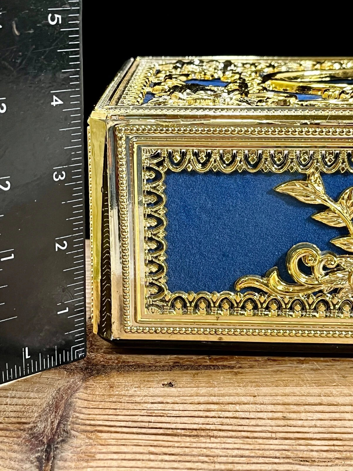 Hollywood Regency Vintage Blue & Gold Repousse Ornate Rose Tissue Box Cover | eBay