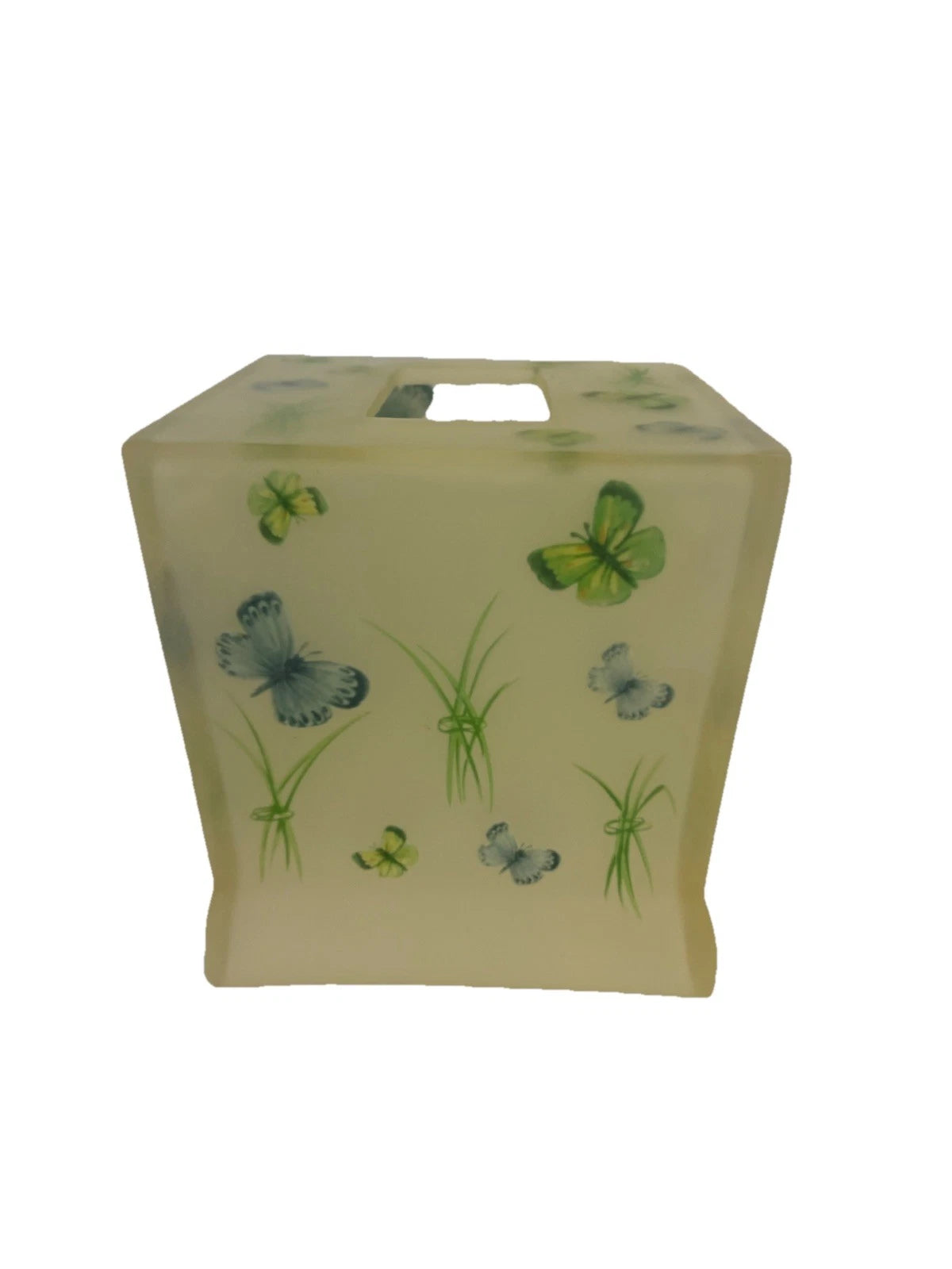 Glass Tissue Box Holder Butterflies Preowned Good Condition | eBay