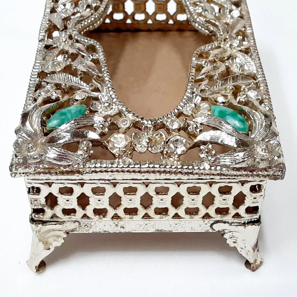 Vtg Footed Metal Pocket Tissue Box Ornate Jeweled Hollywood Regency , As-Is | eBay