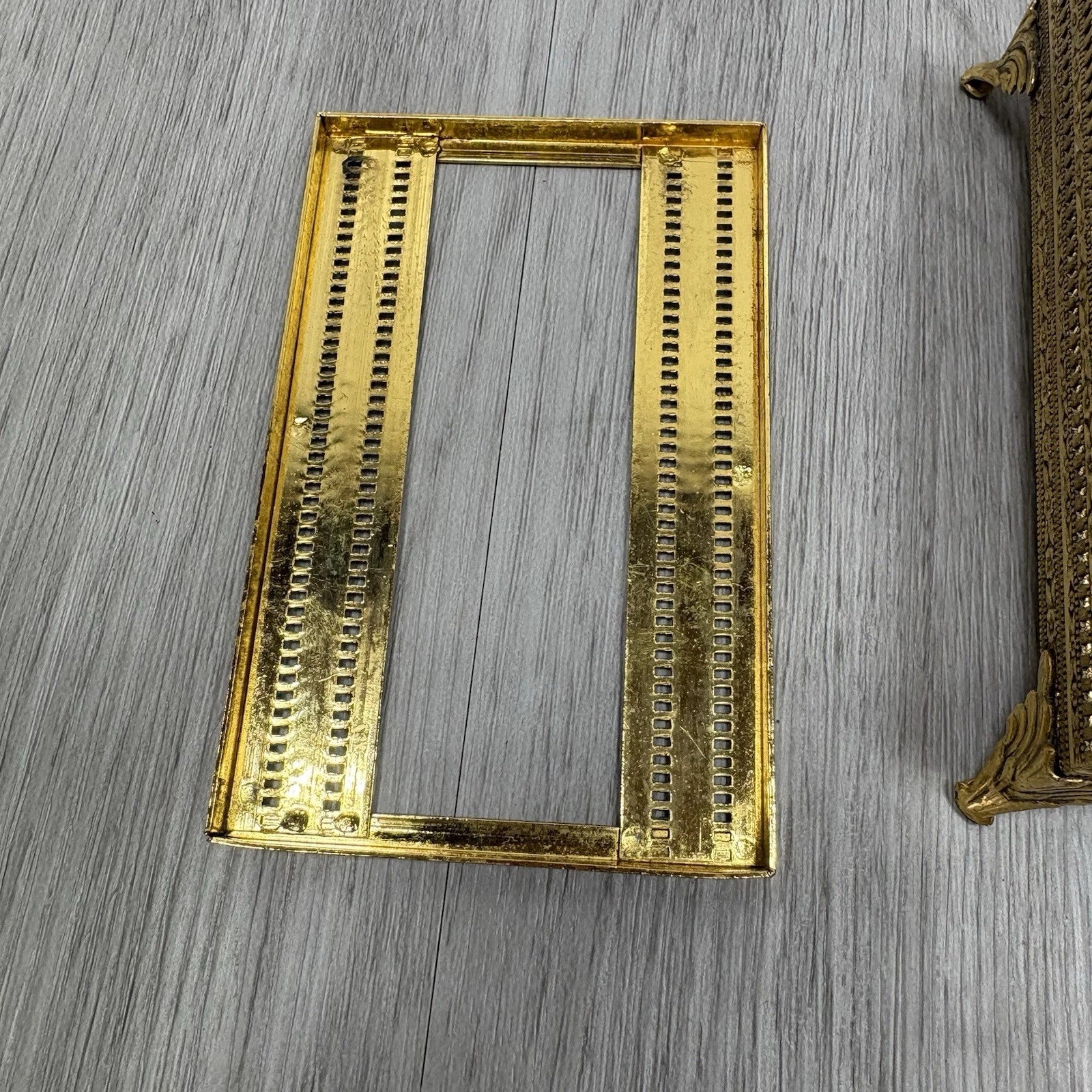 VTG Gold Ornate Tissue Box TRAVEL SIZE MINI Footed Hollywood Regency Countertop | eBay