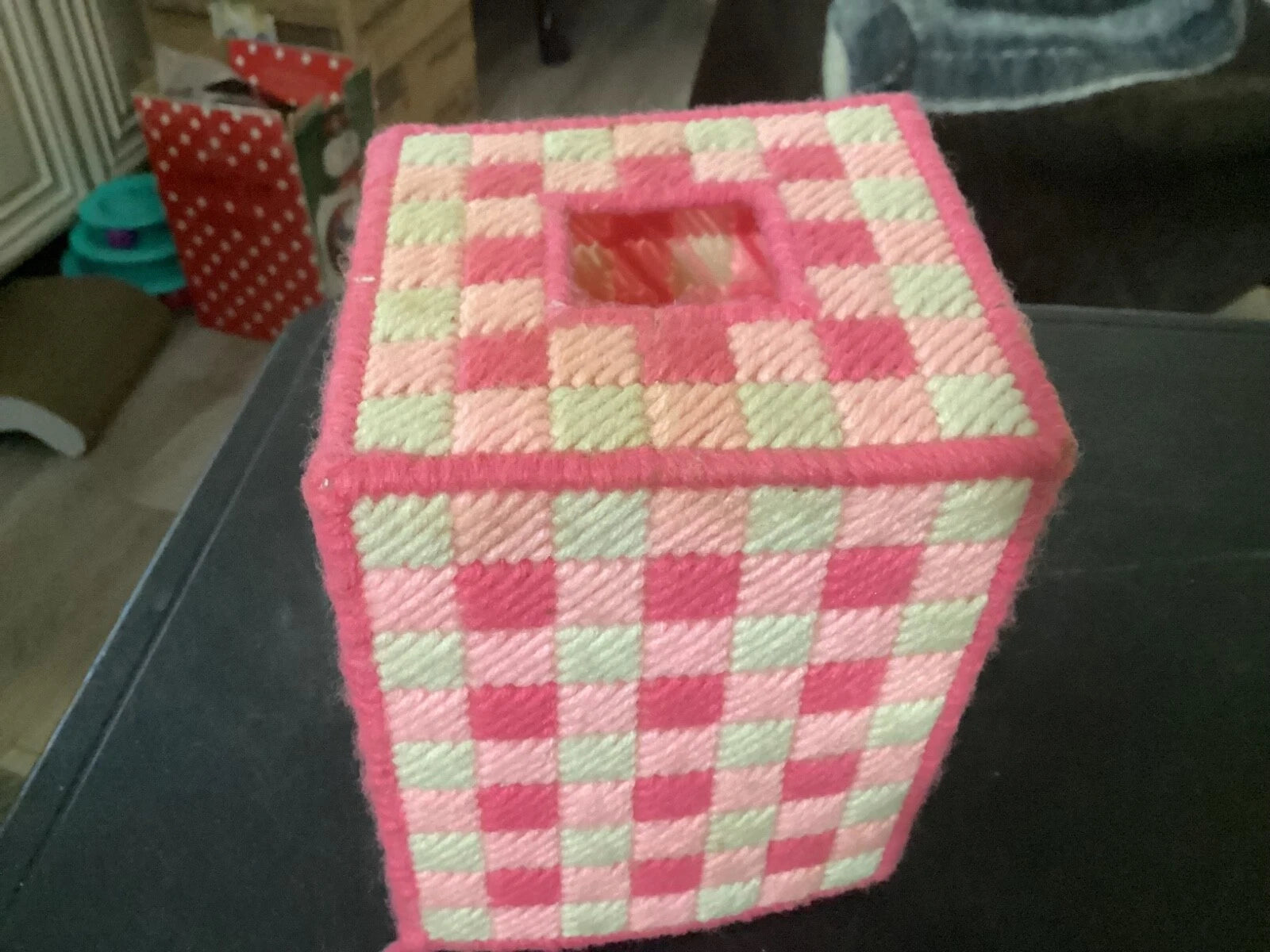Homemade Pink and White Square Tissue Box Cover | eBay