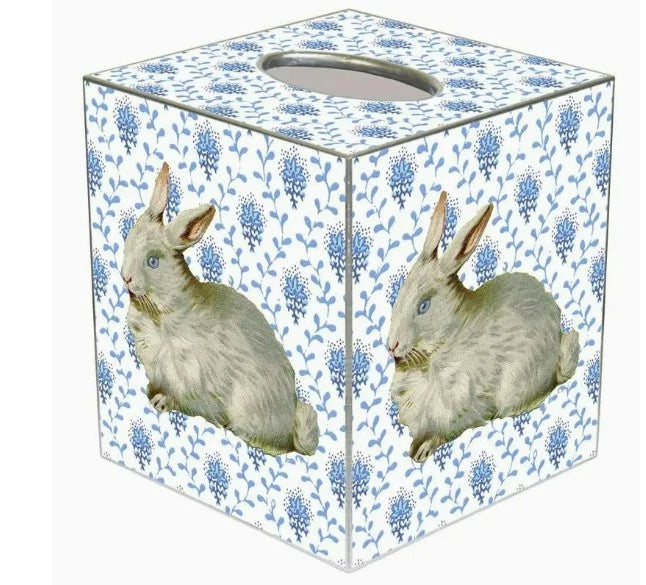 MARYE-KELLEY, "BUNNY ON BLUE" FRENCH AVIGNON CUBED TISSUE BOX COVER, NEW | eBay
