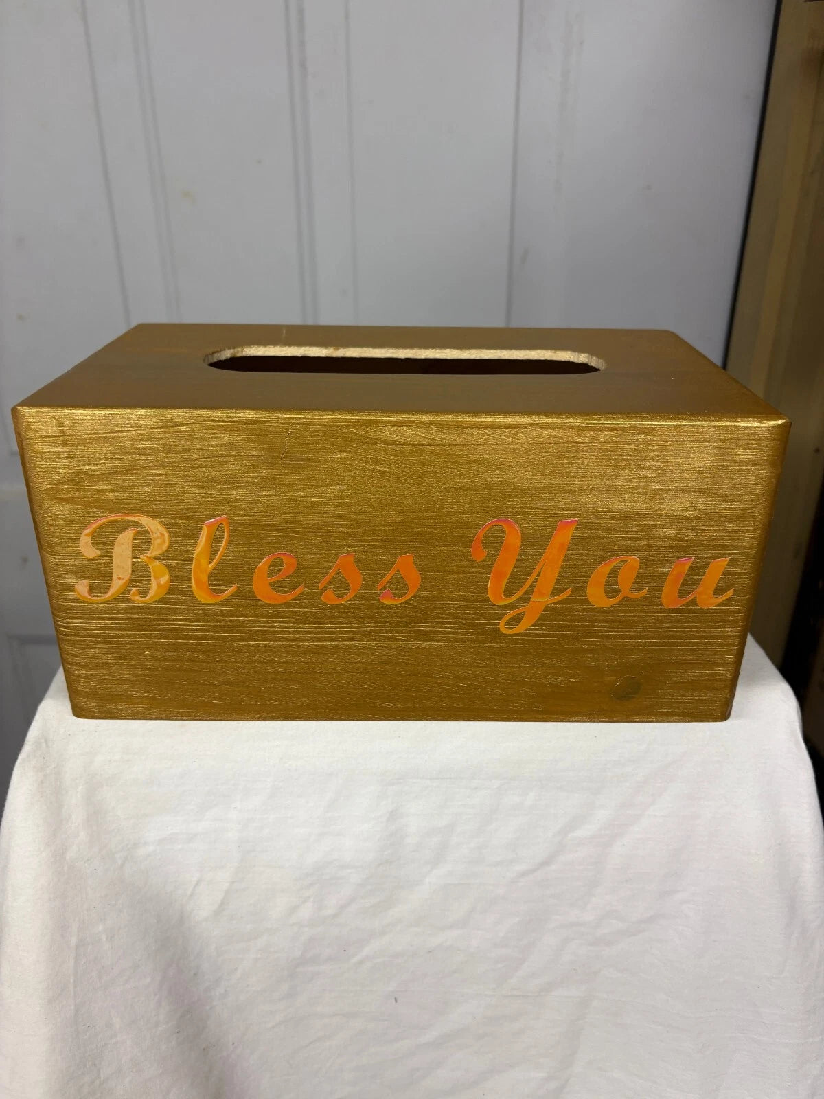 Wood Tissue Box Holder with Slide-Out Bottom Hand Made Pre-Owned 10 1/4"x5.5" | eBay