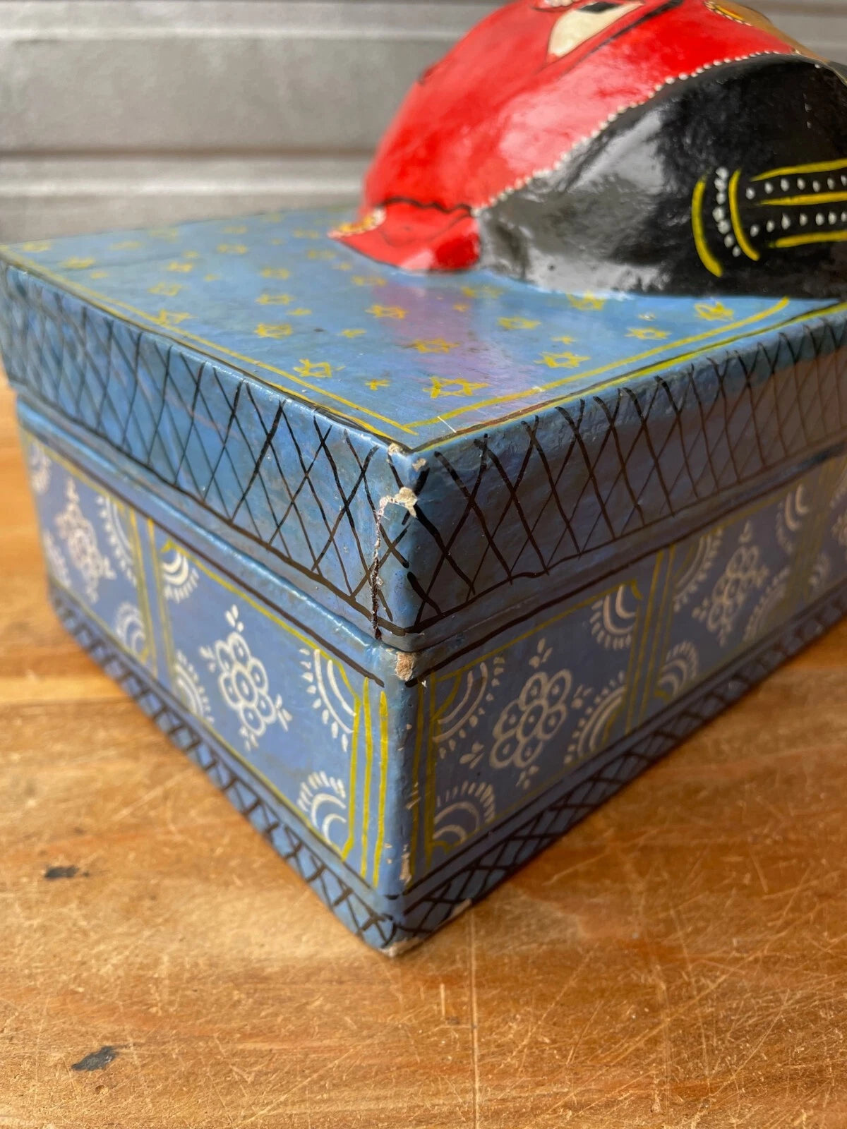 Vintage India Paper Mache Art Mask Hand Painted Handmade Tissue Box | eBay