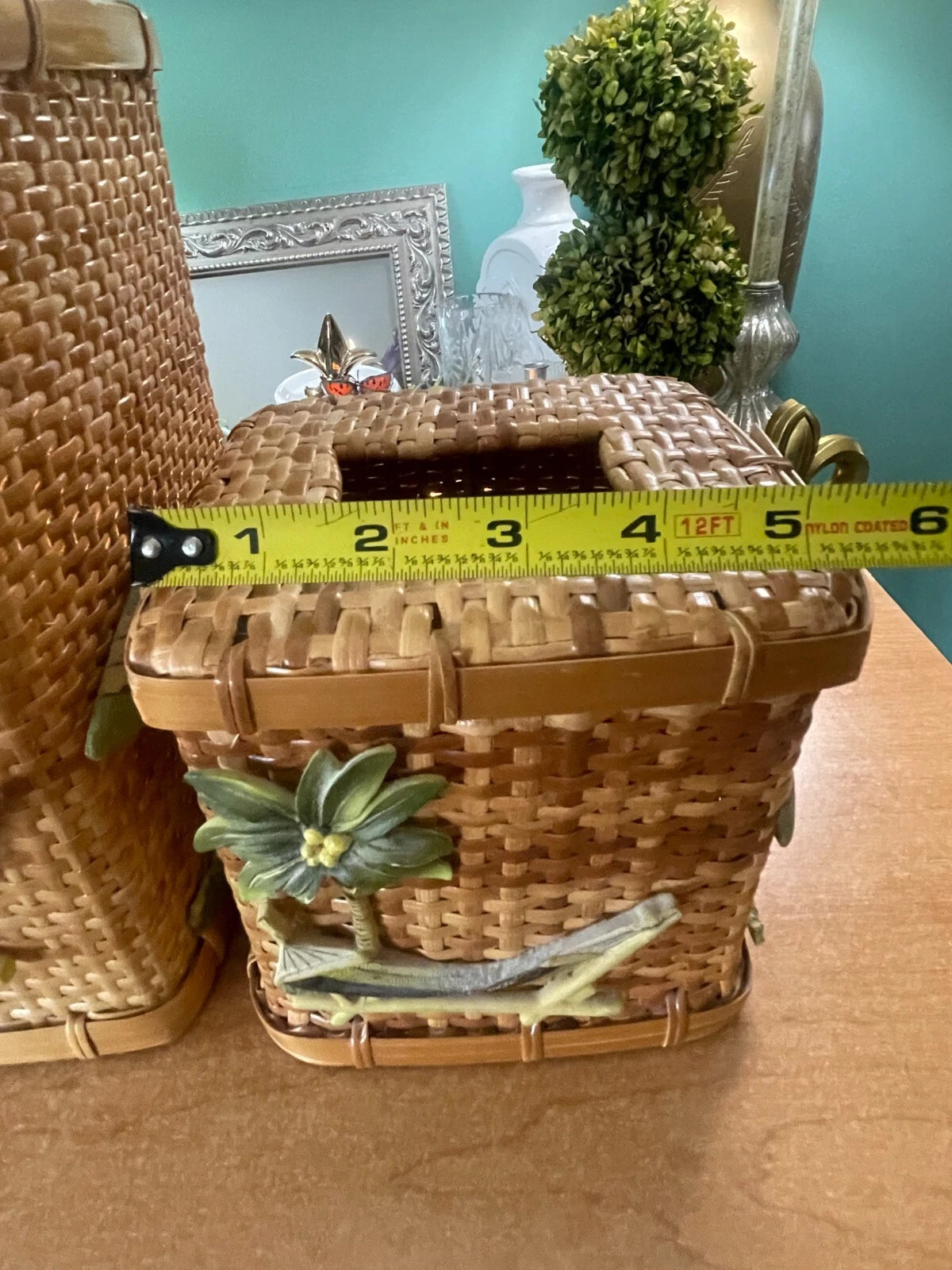 Wicker/Rattan Tropical Decor, Tissue Box /Box, Palm Tree & Hammock, Boho | eBay