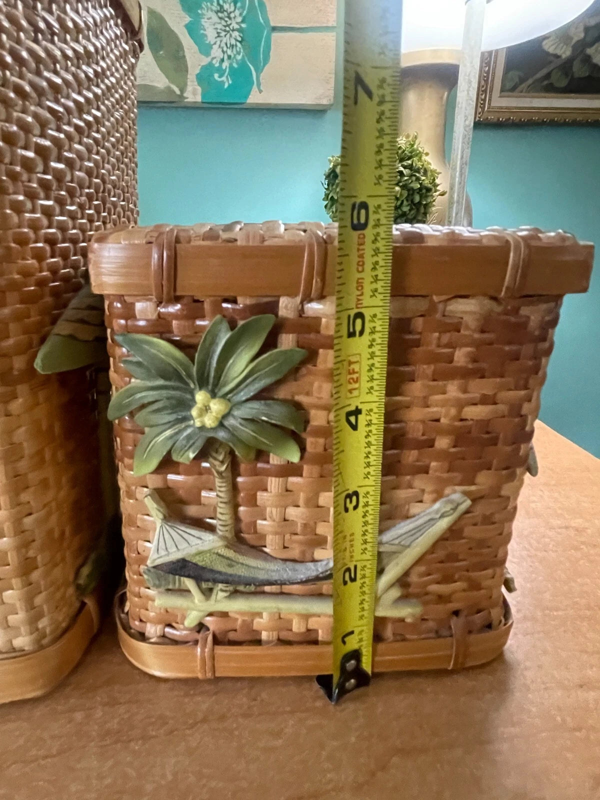 Wicker/Rattan Tropical Decor, Tissue Box /Box, Palm Tree & Hammock, Boho | eBay