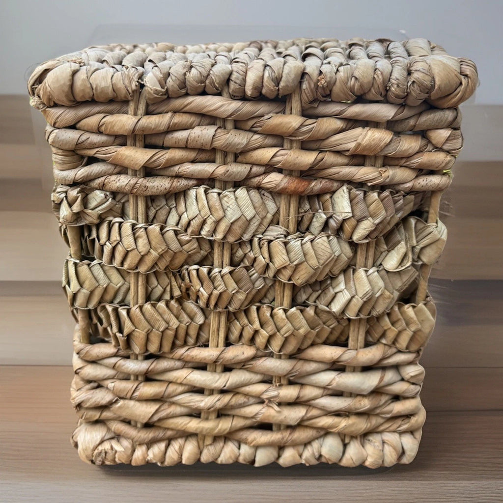Vintage Rattan Wicker Jute Square Tissue Box Holder Flower Daisy Boho 6.5" X 6" | eBay