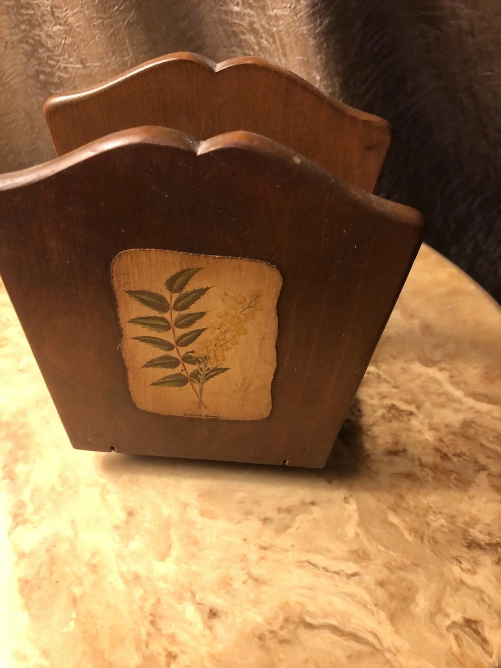 Wooden Napkin and Tissue Box with Floral Decals VTG | eBay