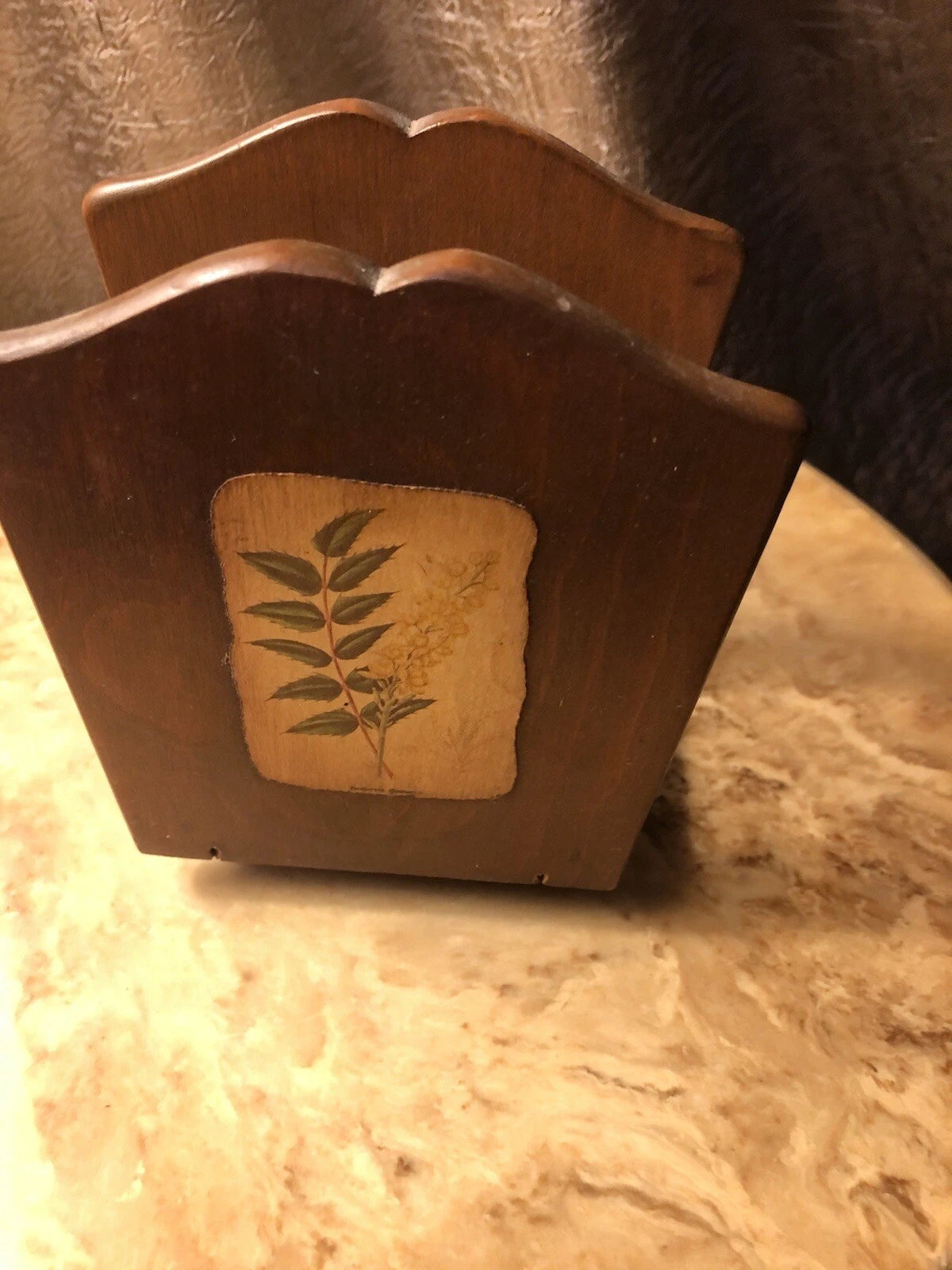 Wooden Napkin and Tissue Box with Floral Decals VTG | eBay
