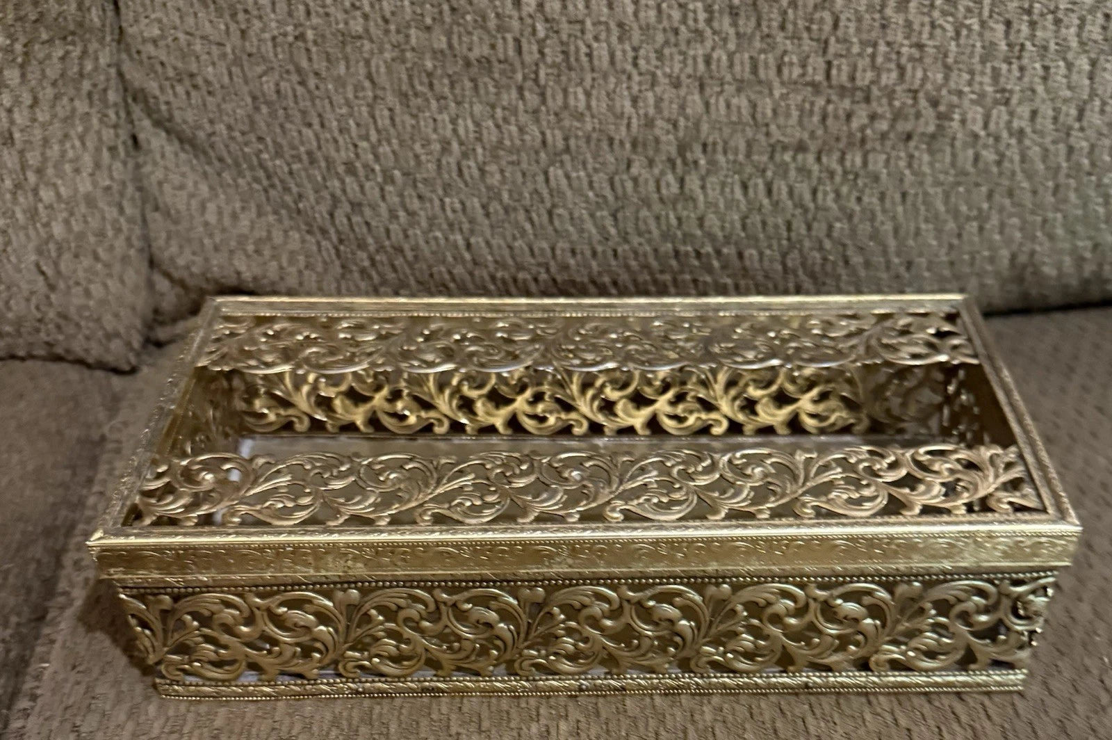 Vintage Gold Tone Tissue Kleenex Box Filigree Holder Ornate Hollywood Regency | eBay