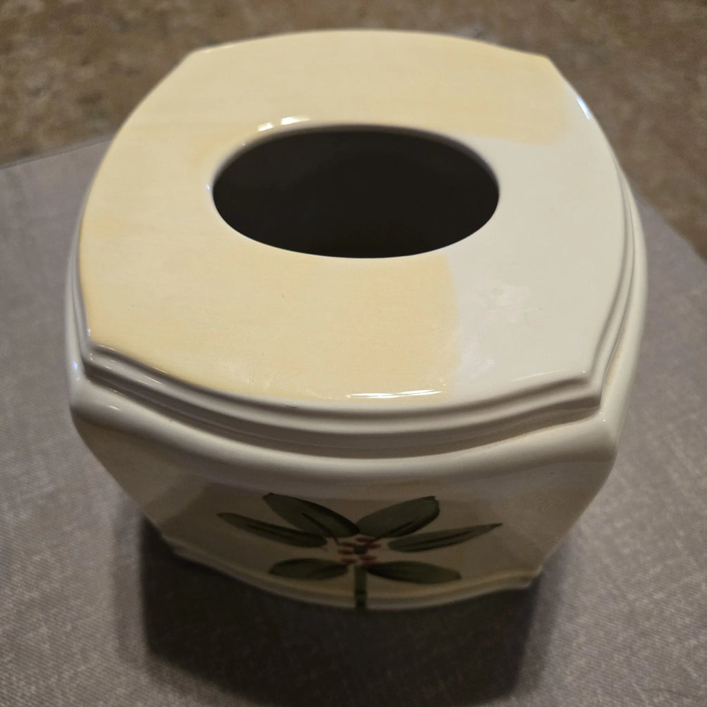 Vtg Croscill HandPainted Ceramic Tissue Box Cover Gazebo Floral Botanical New | eBay