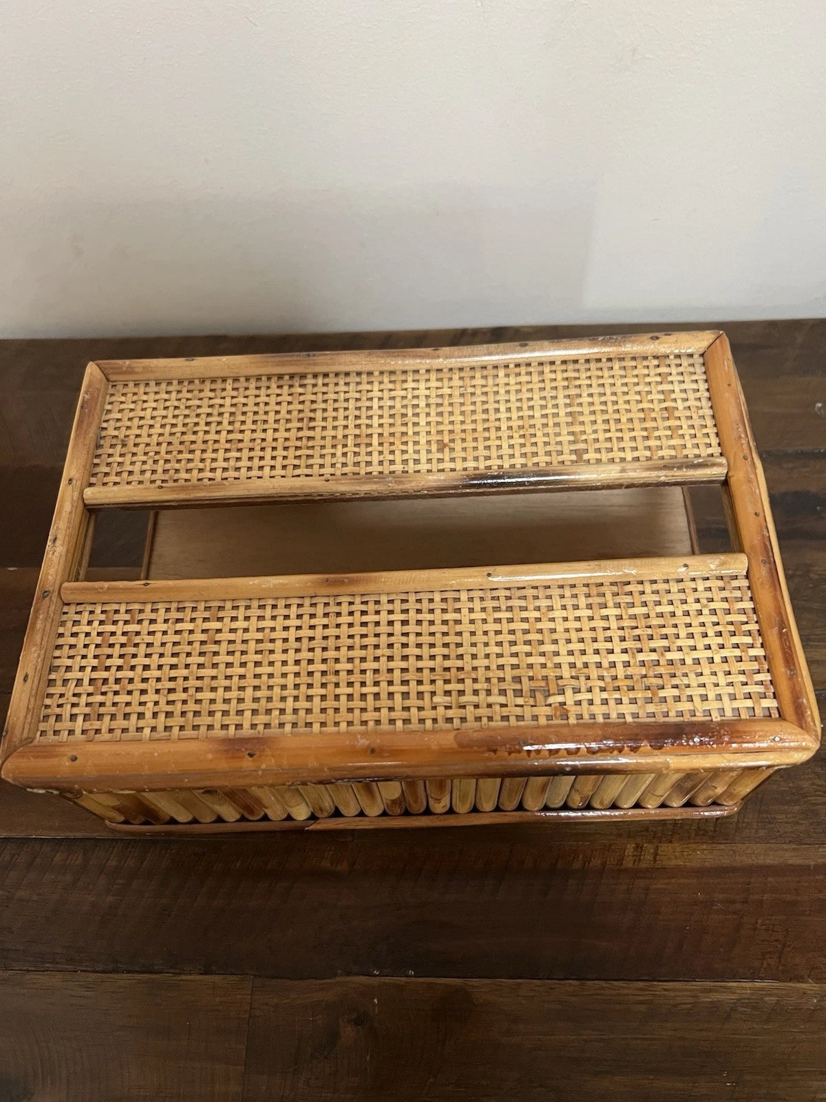 Vintage MCM Bamboo Wood Tissue Box Holder Sturdy Solid Piece | eBay