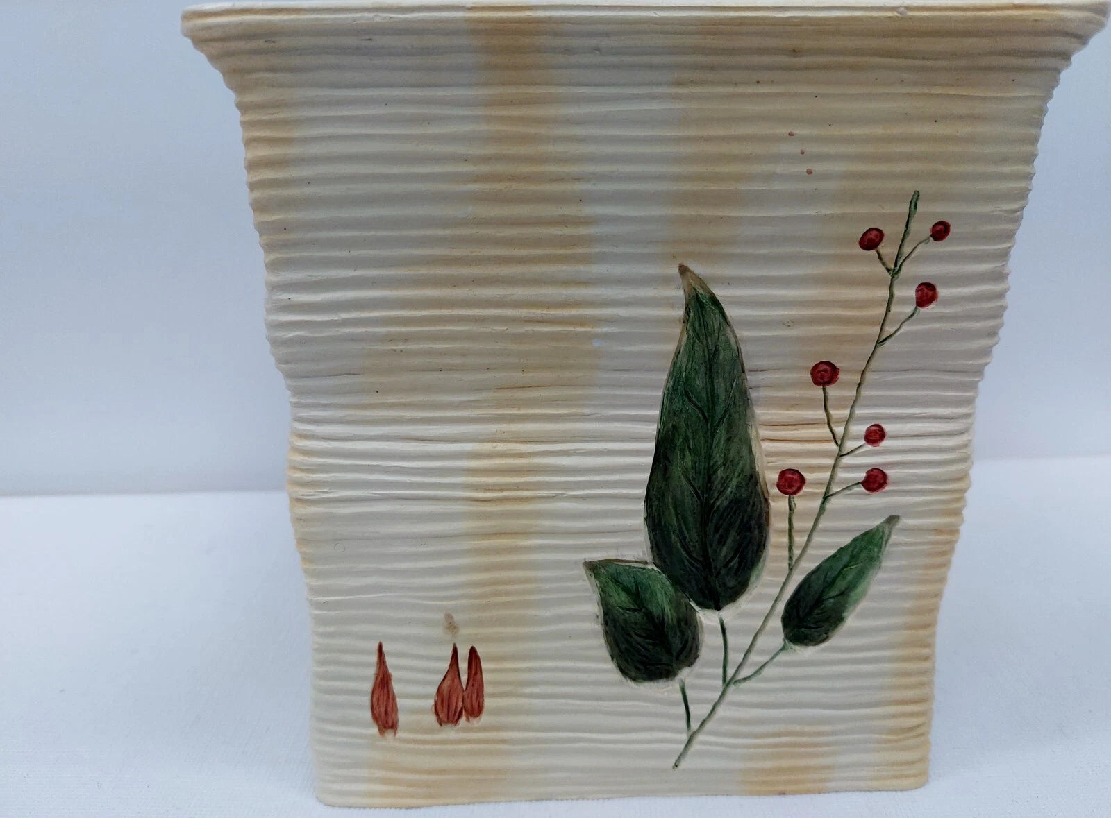 Tissue Box Cover Ceramic Floral Hand Painted Gazebo Carved Design by Covington | eBay
